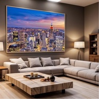Quadro Decorativo Nova York Noturno com Moldura - Imagem 4K para Sala e Quarto - imagem 5