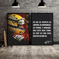 Kit 2 Quadros Ayrton Senna com Frase Motivacional - Moldura 60x40 cm - imagem 2