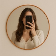 Espelho Redondo com Moldura em Couro Sintético - 50cm | Design Elegante para Sala, Quarto e Escritório - imagem 5