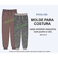 Molde Calça Moletom Masculina - Cós, Bolsos e Punho - imagem 2