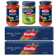 Kit BARILLA: 2 molhos BASILICO 400g, 1 molho PESTO 190g e 2 Macarrão N.1 ANGEL HAIR 500g - imagem 2