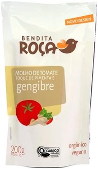 Kit 6X: Molho de Tomate com Pimenta e Gengibre Orgânico Bendita Roça 200g - imagem 1