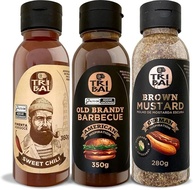 Trio de Molhos para Churrasco, Sweet Chili, Barbecue e Mostarda Escura Rústica, Embalagem com 3 - imagem 1