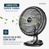 Ventilador Mondial 50cm Super Turbo 8 Pás - 150W, Design Moderno Preto/Prata - imagem 5