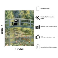 Arte Estética de Parede Gato Monet - Pôster Vintage Engraçado com Nenúfares | Decoração Moderna para Casa (20x25cm) - imagem 4