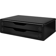Suporte de Monitor 2 Gavetas, Mdf Preto (Black Piano) - Souza & Cia - imagem 3