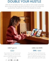 Monitor Portátil ARZOPA 15,6'' FHD 1080P - Monitor Ultra Fino para Laptop com Suporte - Display IPS para PC, MAC, Celular, Xbox, PS5 - Conectividade USB C e HDMI -A1 - imagem 2