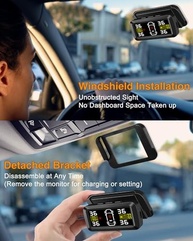 Sistema TPMS Solar H11: Monitoramento Inteligente de Pressão de Pneus com 4 Sensores Externos e Tela Solar - imagem 3