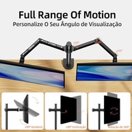BAZIK Suporte Articulado para Monitor – Braço Articulado Ajustável para Monitores de 13-32" com Peso Máximo de 10kg em Cada Braço, Suporte para Monitor Duplo com Gerenciamento de Cabos – Preto - imagem 4