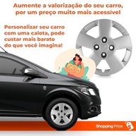 Kit 4 Calotas Aro 14 Prisma Montana 2011-2017 Grid Prata - Estilo e Proteção - imagem 5