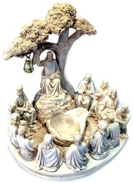 Escultura Devocional do Sermão da Montanha com Jesus e os Doze Apóstolos - Resina 29cm - imagem 4