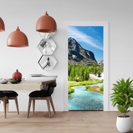 Adesivo Decorativo Porta Montanha com Lago e Árvores - Alta Resolução Fosco - imagem 5
