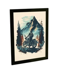 Quadro Decorativo Moto Custom Viagem Montanha - Ilustração Premium para Decoração de Quarto e Sala - imagem 2