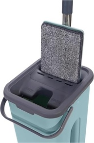 Flat Mop com Balde e Rodo Mágico - Refil Extra em Microfibra Lavável - Cor Verde - imagem 4
