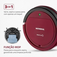 Robô Aspirador Mondial MultiClean RB-09 - 30W, Bivolt, Vermelho/Preto | Limpeza Inteligente com Função Mop - imagem 4