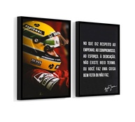 Kit 2 Quadros Ayrton Senna com Frase Motivacional - Moldura 60x40 cm - imagem 1