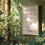 Quadro Decorativo Lar Família Benção - Moldura com Frase Motivacional para Decoração de Quarto e Sala - imagem 2
