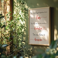 Quadro Decorativo Lar Família Benção - Moldura com Frase Motivacional para Decoração de Quarto e Sala - imagem 1