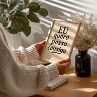 Quadro Decorativo Eu Quero Posso Consigo - Moldura Motivacional para Superação e Foco - imagem 4