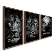 Quadro Trio Motivacional Leão, Tigre e Águia - Disciplina, Foco e Execução | 60x90cm com Vidro - imagem 2