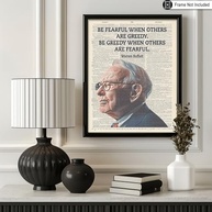 Poster Master Pôster Fearful And Greedy - Arte Motivacional com Citação de Warren Buffett para Decoração Inspiradora - imagem 3