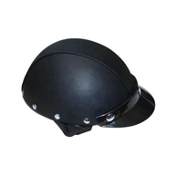 Capacete Coquinho Couro Preto: Estilo e Proteção para Moto e Bike - imagem 1