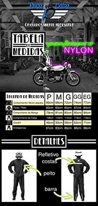CAPA DE CHUVA MOTO NYLON PANTANEIRO REF 1000 - imagem 4