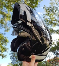 Capacete Moto Mixs MX Captiva Robocop Cinza Brilhante com Viseira Solar Interna Articulada - imagem 5