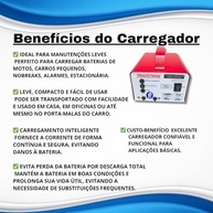 Carregador de Bateria Automotiva 12V 5Ah: Carga Lenta e Flutuante para Carro e Moto - imagem 3