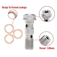 Parafuso Banjo Duplo M10x1.00 Inox Universal para Freio Hidráulico de Moto + Arruelas de Cobre - imagem 4