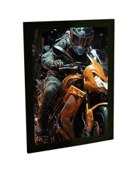 Quadro Decorativo Moto Esportivo Laranja - Design Moderno para Quarto e Sala - imagem 2