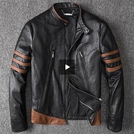 Jaqueta de couro masculina Wolverine envelhecida estilo moto e motociclista - imagem 2