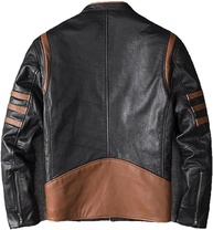 Jaqueta de couro masculina Wolverine envelhecida estilo moto e motociclista - imagem 5