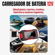 Carregador Inteligente 12V Pratiarejo®: Revitalize Baterias de Carro e Moto com Display Digital e Função Reparadora - imagem 3