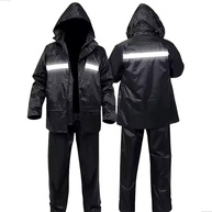 Conjunto de Capa de Chuva Impermeável para Motociclistas e Motoboys em PVC com Faixas Refletivas, Jaqueta com Capuz e Calça, GG, Cor Preta, Proteção Completa contra Chuva e Vento - imagem 2