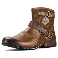 OSSTONE Botas de motocicleta masculinas modernas de couro com zíper Chukka OS-5008-1-Camuflagem Verde, Marrom, 41 - imagem 1
