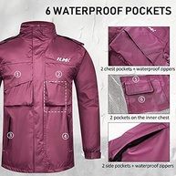 ILM Roupa de chuva masculina para motocicleta, impermeável, resistente ao desgaste, protetora, 6 bolsos, conjunto de 2 peças com jaqueta e calça - imagem 5