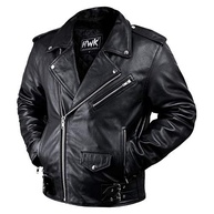 HWK Brando Jaqueta de couro para motociclista masculina, jaqueta de couro preto genuíno com armadura CE removível para andar de motocicleta - imagem 2