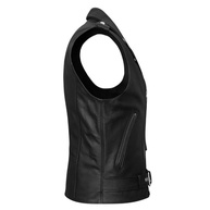 Colete masculino de couro premium clássico para motociclista lateral lisa e cintura com cinto, preto, GG - imagem 4