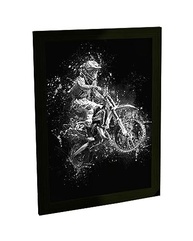 Quadro Decorativo A4 Motocross Moto Motoqueiro - Alta Definição com Moldura em Pinus - imagem 2