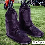 Polaina Bota Pvc Tamanho M Impermeável Motoqueiro Motoboy Motociclista Preto Protetor Calçado Com Solado Sobre Bota Star Capa - imagem 4