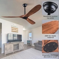 Ventilador de Teto Moderno 52" KBZZ - 6 Velocidades Silencioso, Motor CC, 3 Lâminas ABS, Ideal para Ambientes Internos e Externos - imagem 5