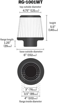 K&N Filtro de Ar Universal RG-1001WT: Potência e Desempenho para Seu Motor - imagem 3