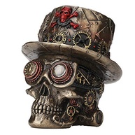 Estatueta Steampunk 4,5" Veronese Design - Ossos Cruzados e Caveira Motora em Bronze Antigo - imagem 4