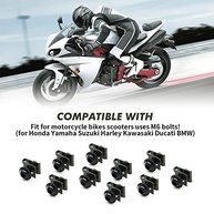 Kit 10 Parafusos M6 com Clipes Universais Alpha Rider para Motos e Scooters (Preto) - imagem 3
