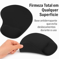 Mouse Pad Ergonômico com Apoio de Punho em Gel, Reduz a Tensão na Mão, Antiderrapante, Minimalista, Escritório, Gamer, Trabalho, Linha Super Premium - Cores Sortidas Preta ou Azul - imagem 4