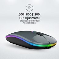 Mouse Sem Fio Premium Recarregável, Design Ergonômico, Clique Silencioso, Iluminação RGB Personalizável, Bluetooth 5.0 & Dongle USB, DPI Ajustável (Cor Cinza) - PREMIUM - imagem 4
