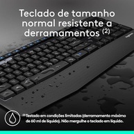 Combo Teclado e Mouse sem fio Logitech MK345 com Teclado com Apoio para as Mãos e Mouse Destro, Conexão USB, Pilhas Inclusas e Layout ABNT2 - imagem 4