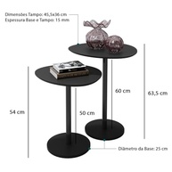 Conjunto de Mesa Lateral Vitta Haste Preta em Aço com Design Orgânico - LH Móveis - imagem 4