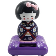 Boneca Kokeshi Solar Decorativa Preta - Cabeça Móvel com Energia Solar | Design Japonês Tradicional CD2523 - imagem 1